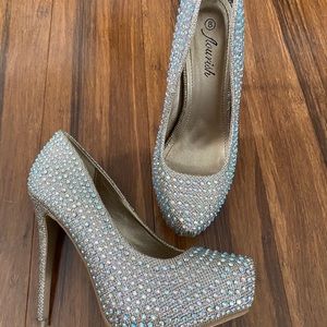 Gold and beaded platform heels